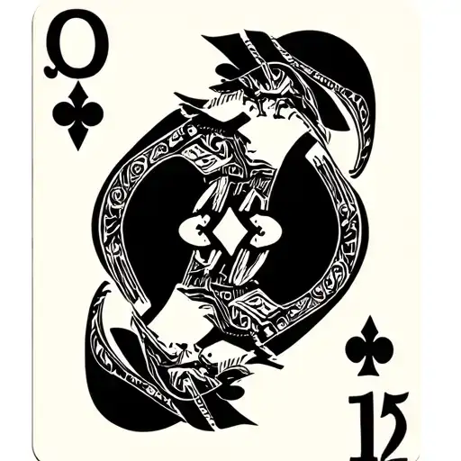playing card with specifically the number 13 in old English font of spades and the devil as the face but scary  tattoo design idea