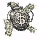 money bag tattoo design idea