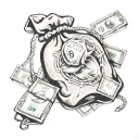 money bag tattoo design idea