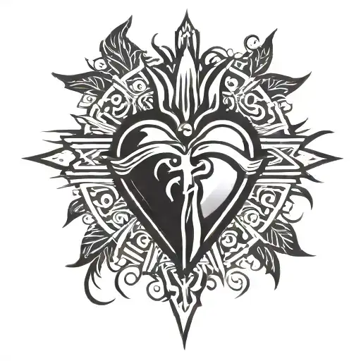 sacred heart of jesus, cross tattoo design idea