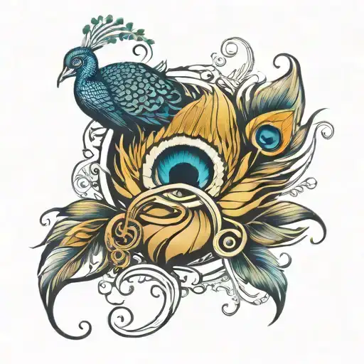 infinity symbol  with peacock feather  tattoo design idea