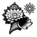 conch + chakra + mace + lotus tattoo design idea