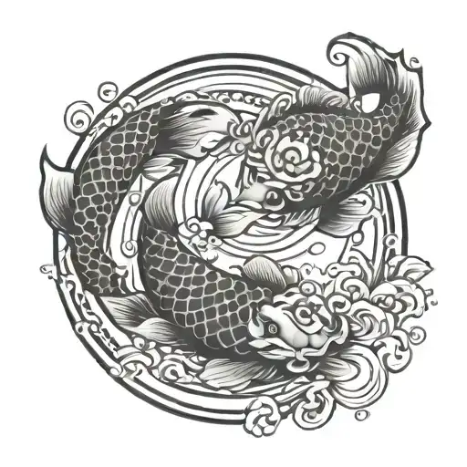 koi fish transforming yin yang symbol tattoo design idea