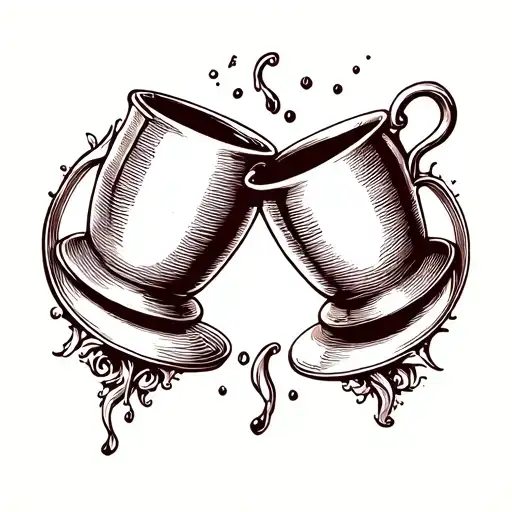 The stoic symbol for moderation represented by two cups pouring into each other  tattoo design idea