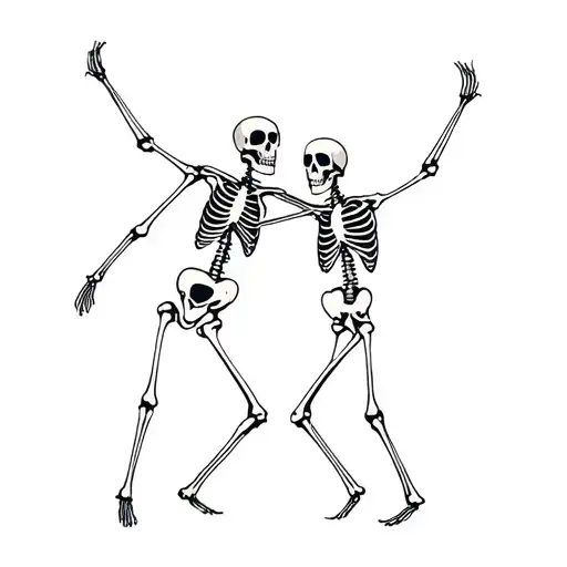 two skeletons dancing romantic tattoo design idea