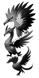 Pokemon with an Eevee and with Lugia fighting Ho-Oh tattoo design idea