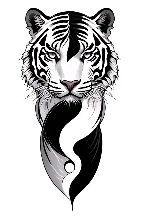 white tiger intertwined yin-yang tattoo design idea