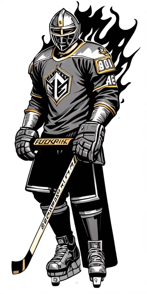 Golden KNight Hockey Las vegas City Burning tattoo design idea
