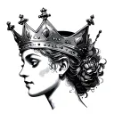 B With Crown tattoo design idea