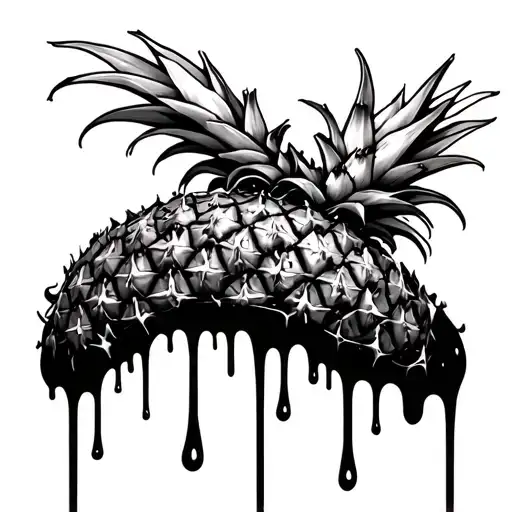Erotic dripping pineapple tattoo design idea