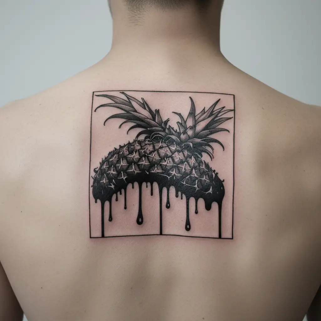 Erotic dripping pineapple tattoo design idea
