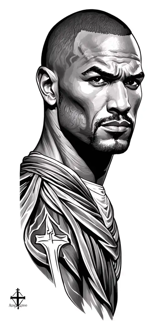 roman catholic tattoo from arm to chest -  like dwayne johnson tattoo tattoo design idea