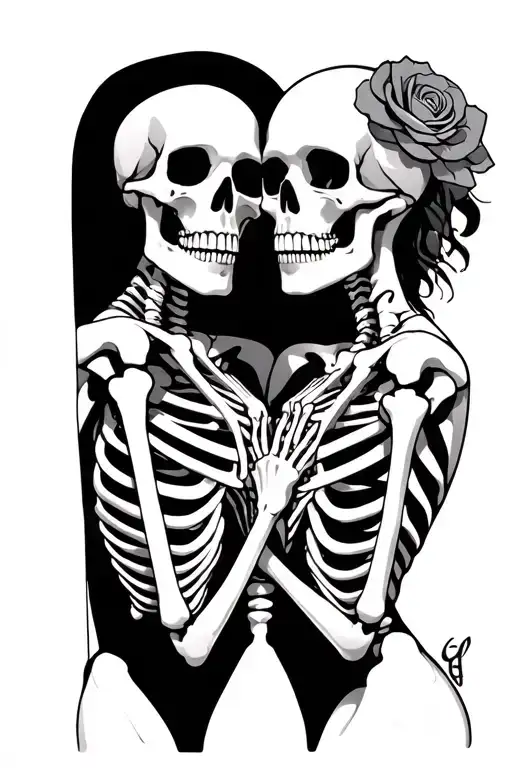 couple skeleton tattoo design idea