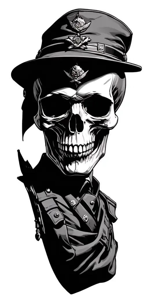 Skull Military  tattoo design idea