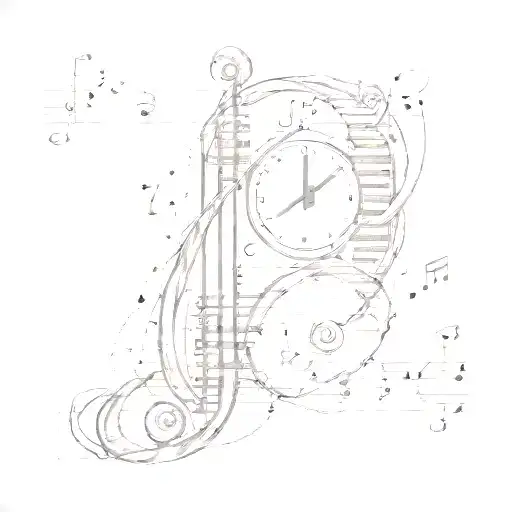 music sheets, DNA and time heals all tattoo design idea