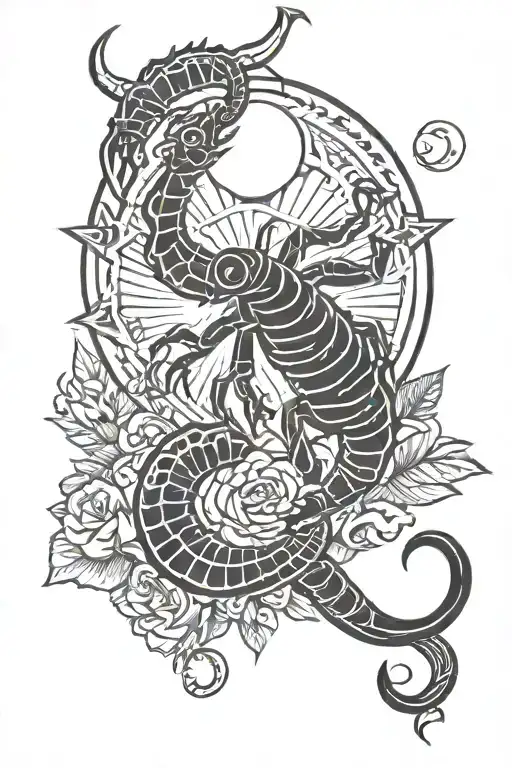 Scorpio moon rising Capricorn sun tattoo design idea