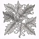 William Morris style fig leaf intertwined tattoo design idea