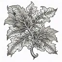 William Morris style fig leaf intertwined tattoo design idea