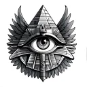 Horus eye inside pyramid with egyption wings spread tattoo design idea