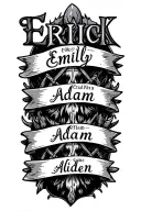 viking family tattoo design incorporating the names Erick Emily Amy Adam Allie Evan Aiden tattoo design idea