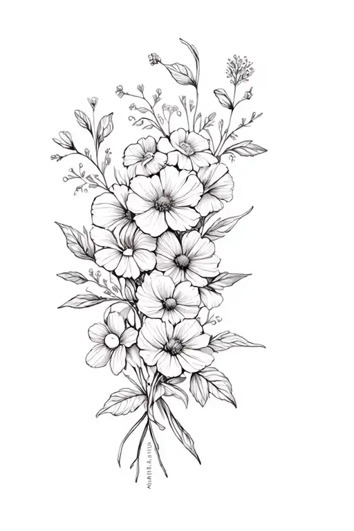 Floral arm sleeve with birth flowers for march, April, may, August, September, October, November and December  tattoo design idea