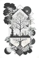 tree and the four elements  tattoo design idea