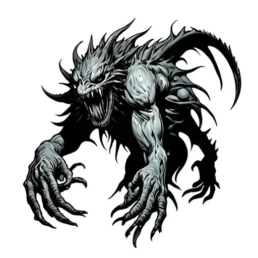 rear view mirror monsters tattoo design idea