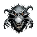 rear view mirror monsters tattoo design idea