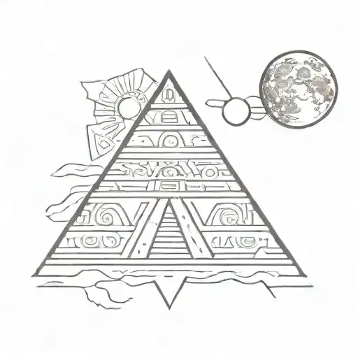 mexican aztec pyramid with solar eclipse moon tattoo design idea