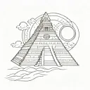mexican aztec pyramid with solar eclipse moon tattoo design idea