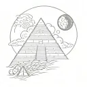 mexican aztec pyramid with solar eclipse moon tattoo design idea