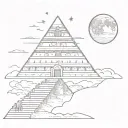 mexican aztec pyramid with solar eclipse moon tattoo design idea