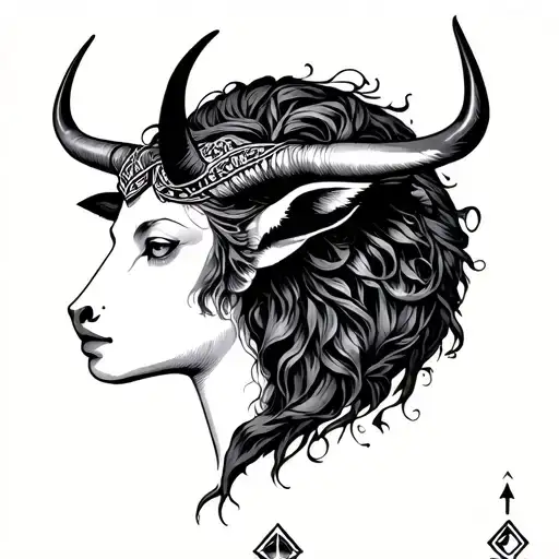 taurus , tarot card queen earth, black diamond tattoo design idea