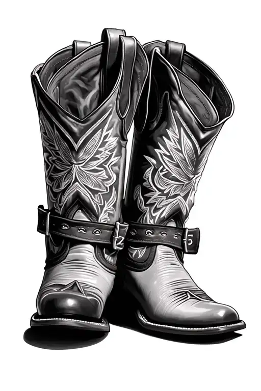 "LAT2" cowboy boots with one half folded over tattoo design idea