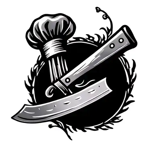 chef life knife intertwined tattoo design idea