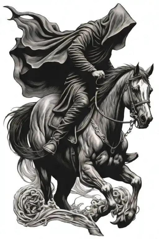 grim reaper riding a horse tattoo design idea