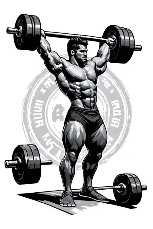powerlifting barbell weights tattoo design idea