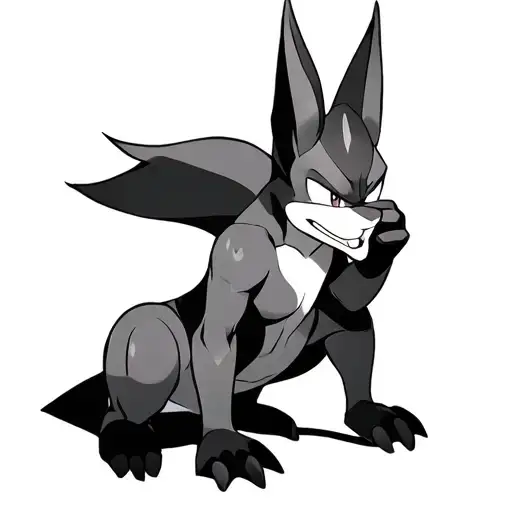 lucario kneeling down to pat cubone on the head tattoo design idea