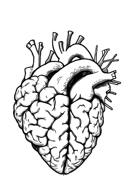 brain vs heart tattoo design idea