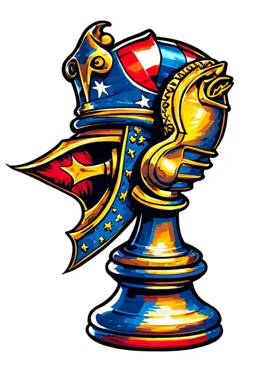 Chess Knight piece colorful americana color tattoo design idea