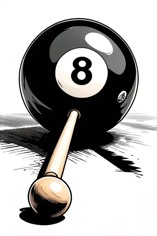 8 Ball hand shooting pool cue tattoo design idea