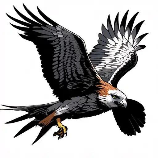 a european red kite with its wings outspred  tattoo design idea