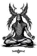 Celtic warrior meditating tattoo design idea