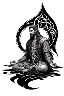 Celtic warrior meditating tattoo design idea