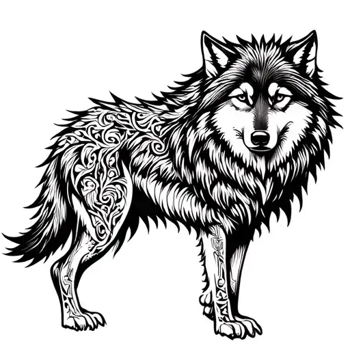 dacian wolf with dark background tattoo design idea