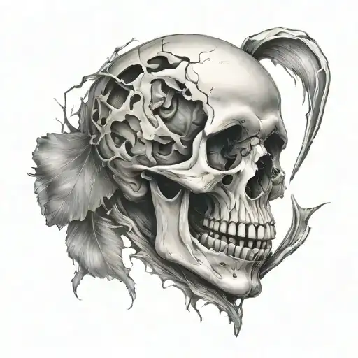 skull in broken heart shape tattoo design idea