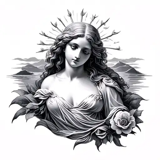 birth of Venus emerging tattoo design idea