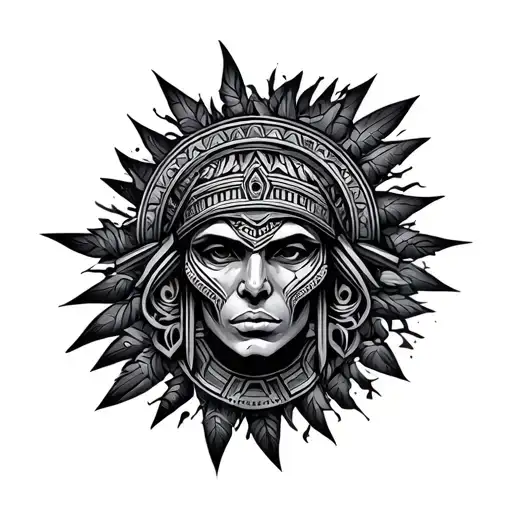 aztec mechanical tattoo design idea