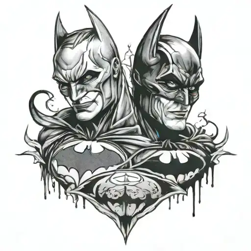 Batman and joker Gotham city tattoo design idea