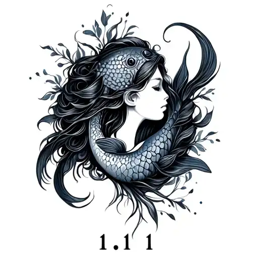 Aquarius and Pisces 11/11 date Soft feminine that flows well tattoo design idea